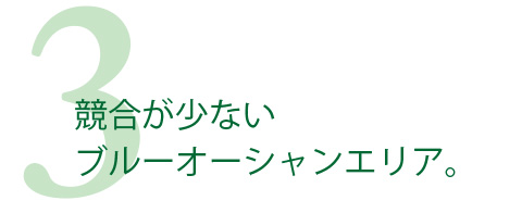競合が少ないブルーオーシャンエリア。